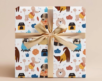 Dogs Wrapping Paper Kids Birthday Gift Wrapping Paper Animal Gift Wrap Childrens Gift Wrap Paper Roll Birthday Party Gift For Kids Gift Wrap