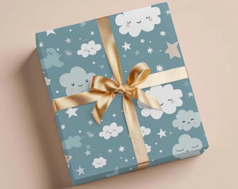 Boy Baby Shower Gift Wrap Baby Boy Gift Wrapping Paper Newborn Gift Wrap Baby Shower Gift Wrap Paper Roll Boys Birthday Gift Wrap Night Sky