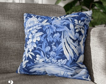 Chinoiserie Decor Pillow Cover Chinoiserie Pillow French Country Cushion Cover Housewarming Gift Blue Chinoiserie Art Throw Pillow Cover
