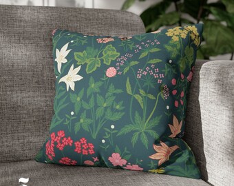 Floral Throw Pillow Cover 18x18 Botanical Flowers Pillow Cover Botanical Art Nouveau Decor Pillow Spring Home Decor Gift Sofa Cushion Cover