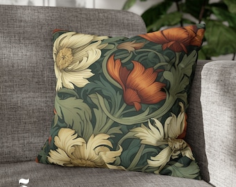 Floral Cushion Cover Art Nouveau Floral Pillow Cover Vintage Art Nouveau Decor Pillow Home Decor Gift Decorative Pillow Throw Pillow Cover