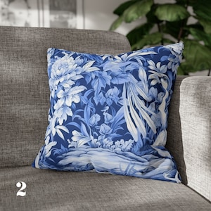 Chinoiserie Decor Pillow Cover Chinoiserie Pillow French Country Cushion Cover Housewarming Gift Blue Chinoiserie Art Throw Pillow Cover