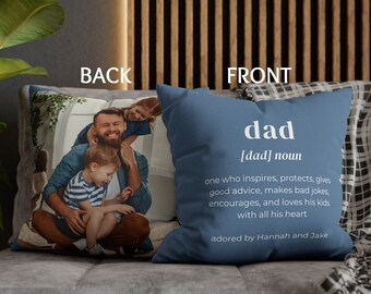 Dad Custom Pillow Cover Custom Dad Gift Fathers Day Gift Dad Birthday Gift Custom Portrait Gift Dad Day Gift Photo Pillow Gift Dad Kids Name