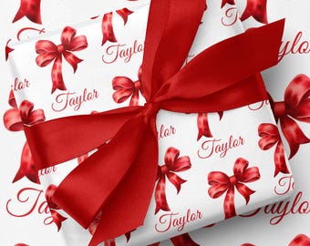 Personalized Christmas Wrapping Paper Roll Custom Birthday Gift Wrapping Paper Custom Christmas Bow Gift Wrap Personalized Name Gift Wrap