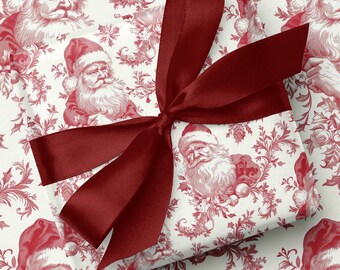 Vintage Christmas Wrapping Paper Christmas Gift Wrap Holiday Gift Wrap Santa Christmas Toile Gift Christmas Wrapping Paper Roll Vintage Gift