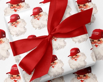 Trump Christmas Wrapping Paper Roll Santa Wrapping Paper Christmas Gift Wrap Vintage Christmas Trump Gift Republican Holiday Gift Wrap Trump