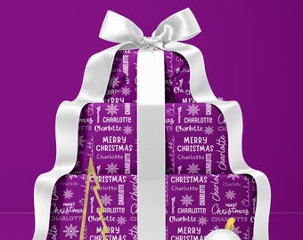 Name Christmas Wrapping Paper Personalized Christmas Gift Wrap Custom Name Wrapping Paper Roll Holiday Gift Wrap Personalized Wrapping Paper