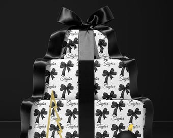 Personalized Christmas Wrapping Paper Roll Custom Birthday Gift Wrapping Paper Custom Christmas Bow Gift Wrap Personalized Name Gift Wrap
