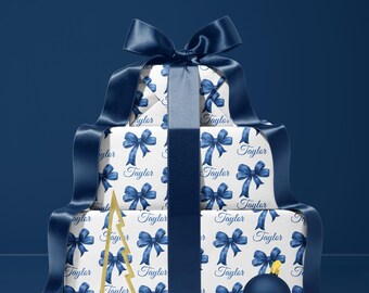 Personalized Christmas Wrapping Paper Roll Custom Birthday Gift Wrapping Paper Custom Christmas Bow Gift Wrap Personalized Name Gift Wrap