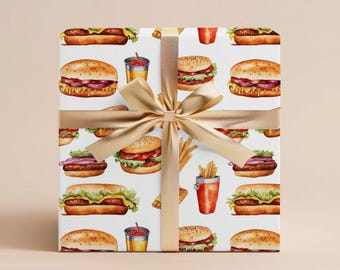 Food Wrapping Paper Gift Wrapping Paper Junk Food Gift Wrap Burger Gift Wrap Birthday Wrapping Paper Roll Gift Gag Gift Wrap Party Gift Wrap