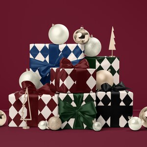 Christmas Argyle Wrapping Paper Holiday Gift Wrap Christmas Wrapping Paper Christmas Gift Wrap Elegant Christmas Gift Argyle Gift Wrap Rolls image 4