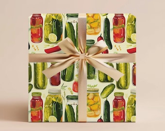 Pickle Wrapping Paper Gift Wrapping Paper Food Gift Wrap Pickle Gift Wrap Birthday Wrapping Paper Roll Gift Holiday Gift Wrap Canning Gift