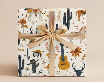 Western Wrapping Paper Gift Wrapping Paper Cowgirl Western Gift Her Thank You Gift Wrap Birthday Wrapping Paper Roll Gift Wrap Paper Wedding