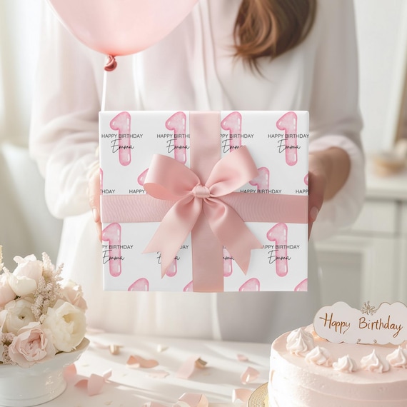 1st Birthday Wrapping Paper Custom Birthday Gift Wrapping Paper Custom Wrapping Paper Personalized Gift Wrap Custom Name Wrapping Paper Roll