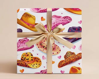 Western Wrapping Paper Gift Wrapping Paper Valentine Gift Western Cowgirl Hat Thank You Gift Birthday Wrapping Paper Roll Gift Wrap Paper