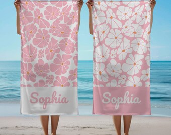 Custom Kids Beach Towel Personalized Beach Towel Kids Custom Name Beach Towel Daisy Pool Towel Bridesmaid Gift For Bachelorette Party Favors