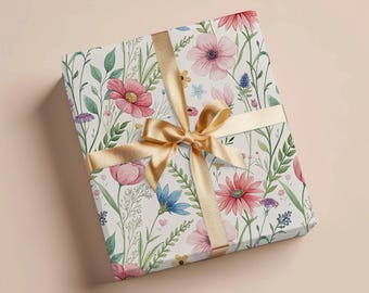 Floral Wrapping Paper Gift Wrapping Paper Botanical Wrapping Paper Wildflower Gift Wrap Birthday Wrapping Paper Roll Gift Baby Shower Gift