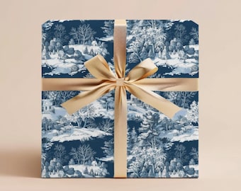 Vintage Christmas Wrapping Paper Christmas Toile Gift Wrapping Paper Toile Christmas Gift Wrap Holiday Wrapping Paper Roll Gift Wrap Paper