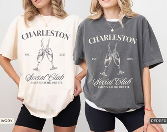 Charleston Bachelorette Party Shirt Comfort Colors® Personalized Bachelorette Shirt Bach Party Bridal Shower Gift Custom Bachelorette Gift