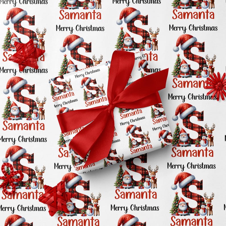 Rolo de papel de embrulho de Natal personalizado Papel de embrulho de presente de Natal personalizado Papel de embrulho de presente de Natal Presentes de Natal Papel de embrulho de presente com nome personalizado imagem 1