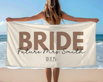 Bride Bachelorette Gift Custom Bride Beach Towel Bridal Shower Gift For Bride Beach Towel Pool Towel Bridal Party Gift Future Mrs Bride Gift