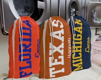Custom College Laundry Bag Graduation Gift Personalized Dorm Laundry Bag Dorm Decor Custom Name Bag Sorority Gift For College Dorm Hamper