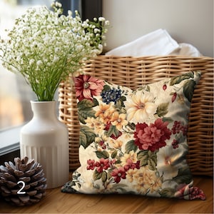 Vintage Floral Pillow Decorative Pillow 14x14 Flower Pillow Cover Vintage Pillow Case 16x16 Pillow Accent Pillow Floral Throw Pillow 18x18