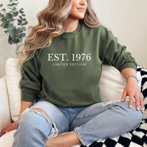 1976 Birthday Sweatshirt Gift 50th Birthday Gift For Men 50 Years Old Birthday Gift For Women 50th Birthday Party Gift Him Custom Sweatshirt Military Green