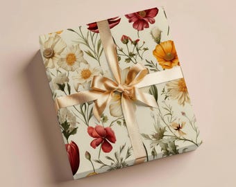 Wildflower Wrapping Paper Gift Wrapping Paper Floral Wrapping Paper Mother Day Gift Birthday Wrapping Paper Roll Gift Wrap Paper Bridal Gift
