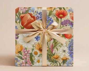 Flower Wrapping Paper Gift Wrapping Paper Floral Wedding Gift Mothers Day Gift Birthday Wrapping Paper Roll Gift Wrap Paper Bridal Gift Her