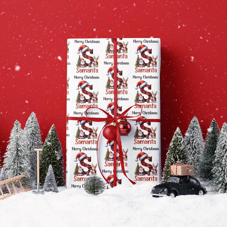 Rolo de papel de embrulho de Natal personalizado Papel de embrulho de presente de Natal personalizado Papel de embrulho de presente de Natal Presentes de Natal Papel de embrulho de presente com nome personalizado imagem 3