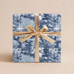 Vintage Christmas Toile Gift Wrap Holiday Gift Wrapping Paper Christmas Gift Wrap Blue Toile Christmas Wrapping Paper Roll Gift Wrap Paper