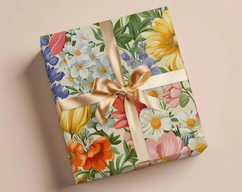 Flower Wrapping Paper Gift Wrapping Paper Floral Wedding Gift Mothers Day Gift Birthday Wrapping Paper Roll Gift Wrap Paper Bridal Gift Her