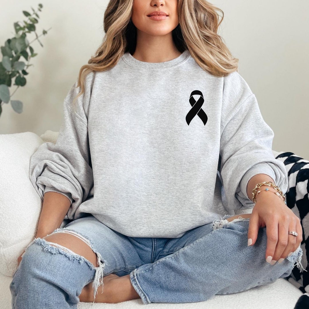 Skin Cancer Sweatshirt Black Ribbon Melanoma Cancer Awareness ...
