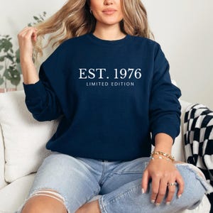 1976 Birthday Sweatshirt Gift 50th Birthday Gift For Men 50 Years Old Birthday Gift For Women 50th Birthday Party Gift Him Custom Sweatshirt Navy