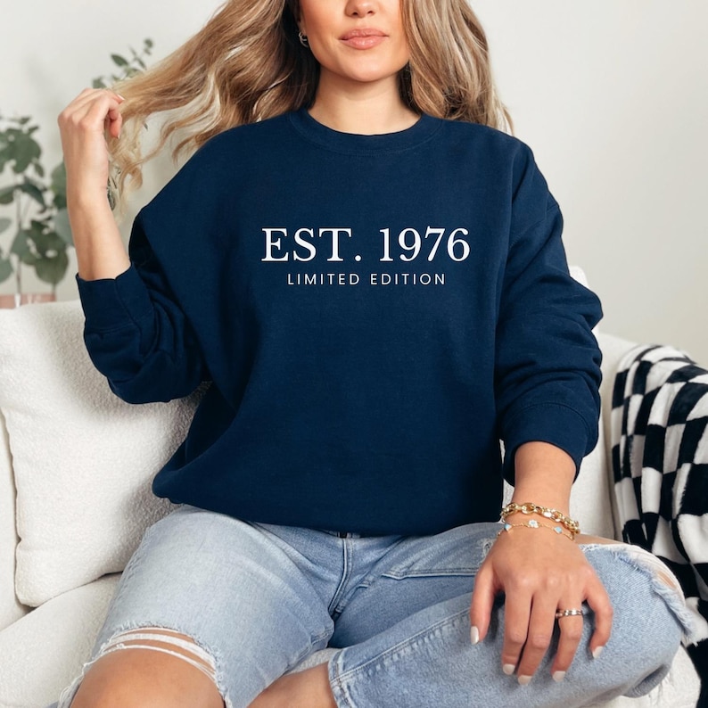 1976 Birthday Sweatshirt Gift 50th Birthday Gift For Men 50 Years Old Birthday Gift For Women 50th Birthday Party Gift Him Custom Sweatshirt Navy