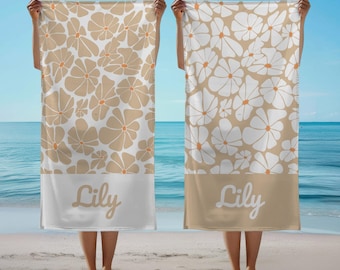Custom Beach Towel Custom Name Beach Towel Daisy Pool Towel Personalized Beach Towel Kids Birthday Gift Bachelorette Party Bridesmaid Gift