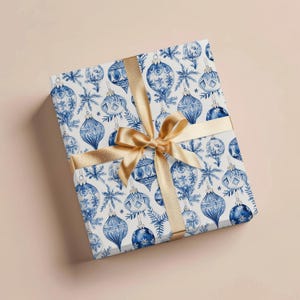 Vintage Christmas Wrapping Paper Christmas Gift Wrap Blue Chinoiserie Christmas Toile Gift Christmas Wrapping Paper Rolls Holiday Gift Wrap