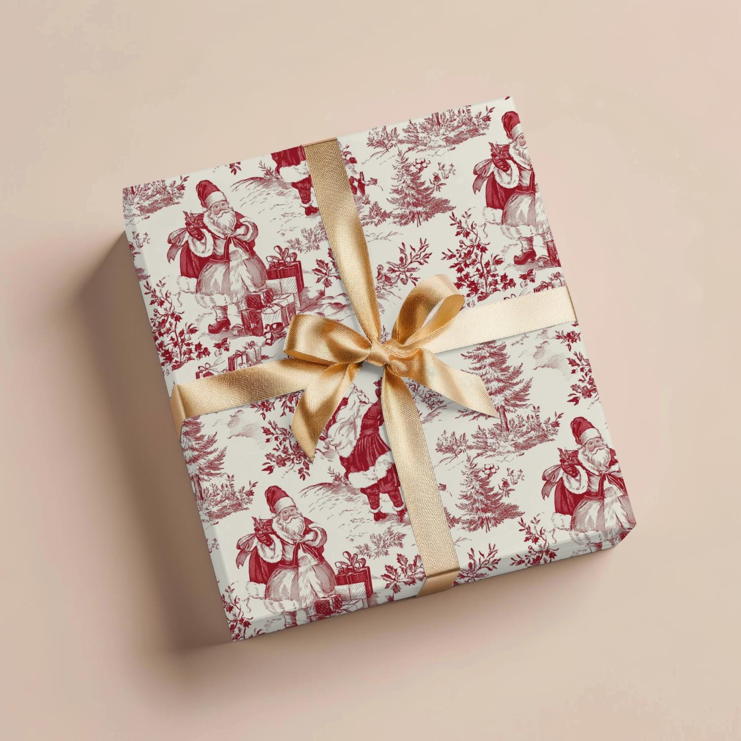 Vintage Christmas Toile Gift Wrap Holiday Gift Wrapping Paper Christmas Gift Wrap Xmas Christmas Vintage Wrapping Paper Roll Gift Wrap Paper