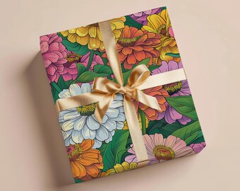 Floral Wrapping Paper Gift Wrapping Paper Flower Wedding Gift For Birthday Wrapping Paper Roll Wildflower Gift Wrap Paper Mothers Day Gift