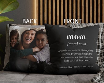 Mom Custom Pillow Cover Custom Mom Gift Mothers Day Gift Mom Birthday Gift Custom Portrait Gift Mum Gift Photo Pillow Gift Mom Kid Name Gift