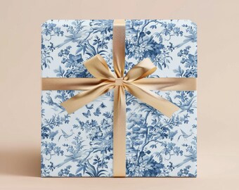 French Toile De Jouy Wrapping Paper Blue Toile Gift Wrapping Paper Wedding Gift Wrap Vintage Toile Wrapping Paper Roll Toile Birthday Gift