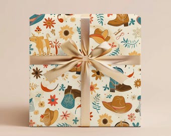 Western Wrapping Paper Gift Wrapping Paper Cowgirl Western Gift Her Thank You Gift Birthday Wrapping Paper Roll Gift Wrap Paper Gift Wedding