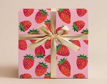 Strawberry Wrapping Paper Gift Wrapping Paper Fruit Wrapping Paper Strawberry Gift Wrap Birthday Wrapping Paper Roll Gift Baby Shower Gift