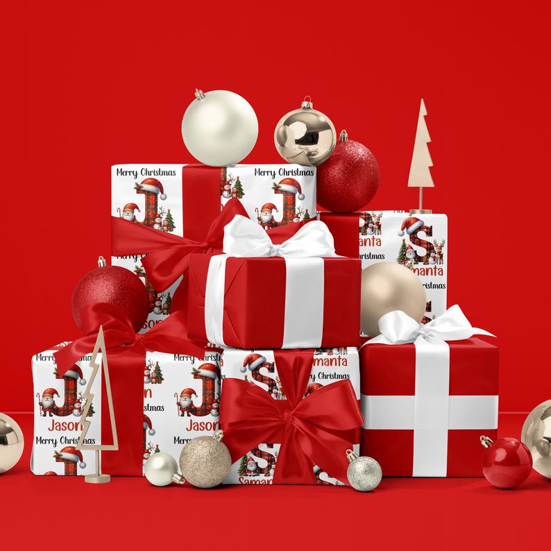 Rolo de papel de embrulho de Natal personalizado Papel de embrulho de presente de Natal personalizado Papel de embrulho de presente de Natal Presentes de Natal Papel de embrulho de presente com nome personalizado imagem 7