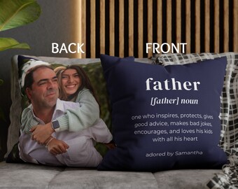 Custom Father Gift Dad Custom Pillow Cover Fathers Day Gift From Kids Dad Day Gift Dad Birthday Gift Custom Portrait Gift Photo Pillow Gift
