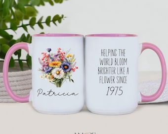 Personalized Birthday Gift For Women 50th Birthday Gift For Her 1975 Birthday Gift Coffee Birthday Mug Gift Personalized Gift 50 Years Old