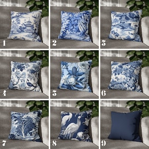 Chinoiserie Pillow Cover Chinoiserie Decor Pillow French Country Cushion Cover Housewarming Gift Blue Chinoiserie Art Throw Pillow Cover