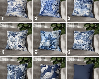 Chinoiserie Pillow Cover Chinoiserie Decor Pillow French Country Cushion Cover Housewarming Gift Blue Chinoiserie Art Throw Pillow Cover