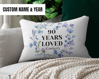 90 Year Old Birthday Gifts Custom Pillow Cover Personalized Grandma Day Gift Lumbar Pillow Custom Mom Gift For 90th Birthday Pillow Gift Mom